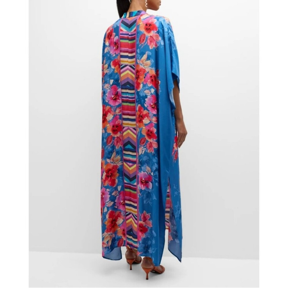 NWT Johnny Was Summer Days Maxi Kaftan Small/ Medium Floral Maxi Silk Boho - Picture 4 of 10